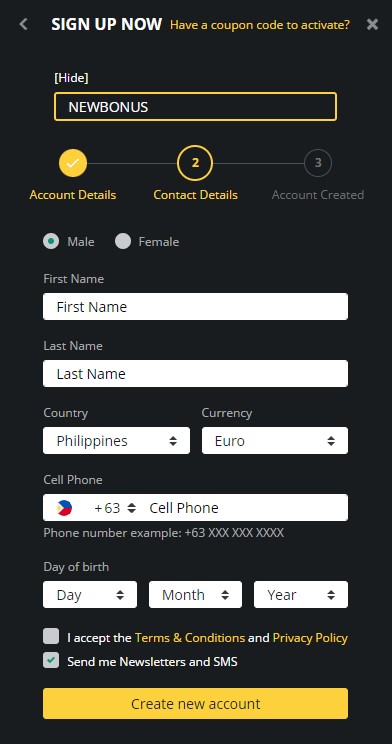 BetOBet Sign Up